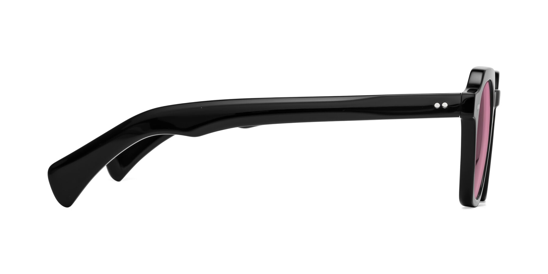 Side of Beckett in Black with Medium Wine Tinted Lenses