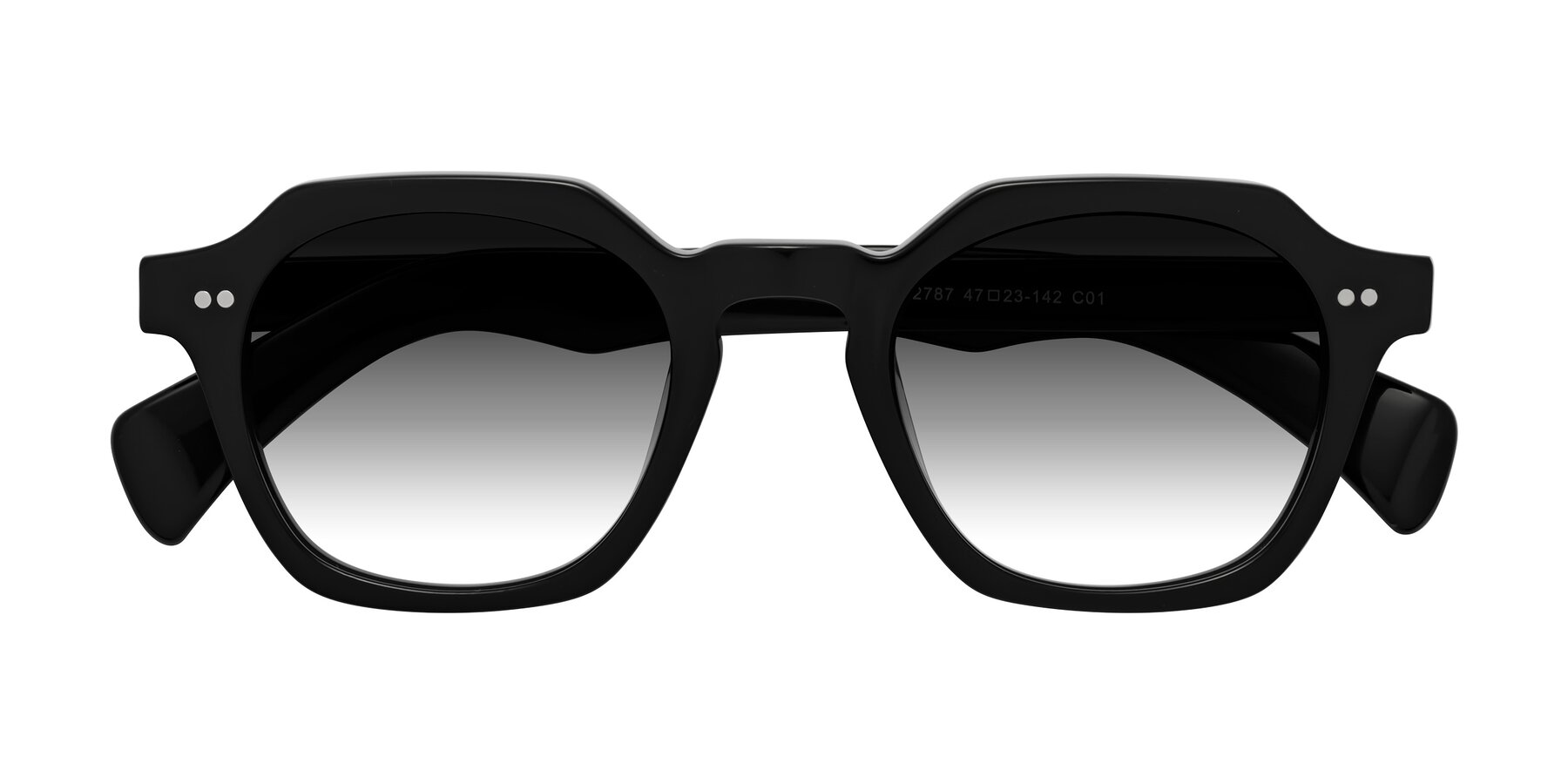 Folded Front of Beckett in Black with Gray Gradient Lenses