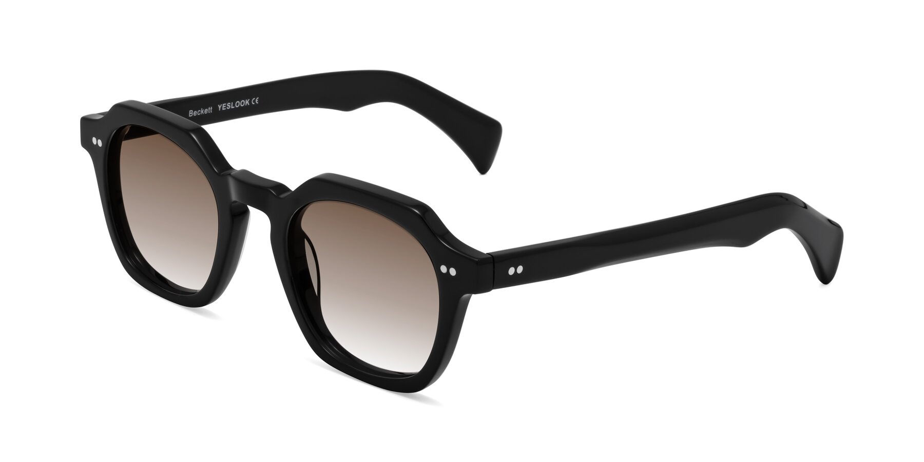 Angle of Beckett in Black with Brown Gradient Lenses
