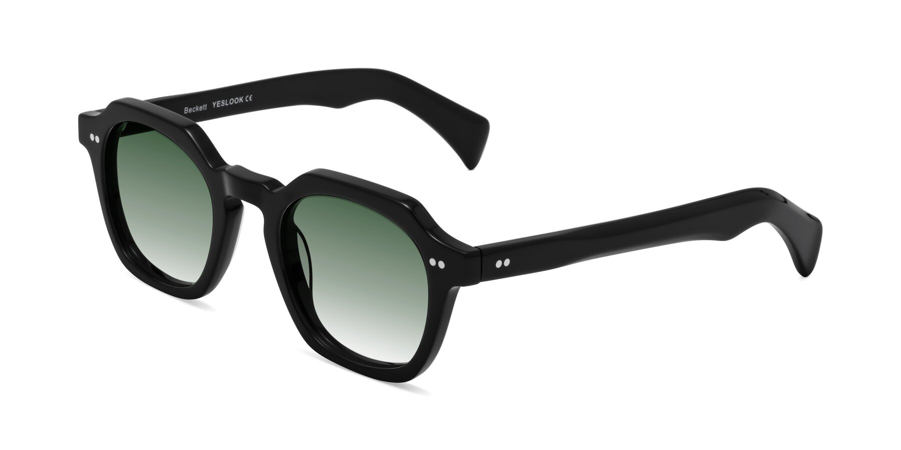 Angle of Beckett in Black with Green Gradient Lenses