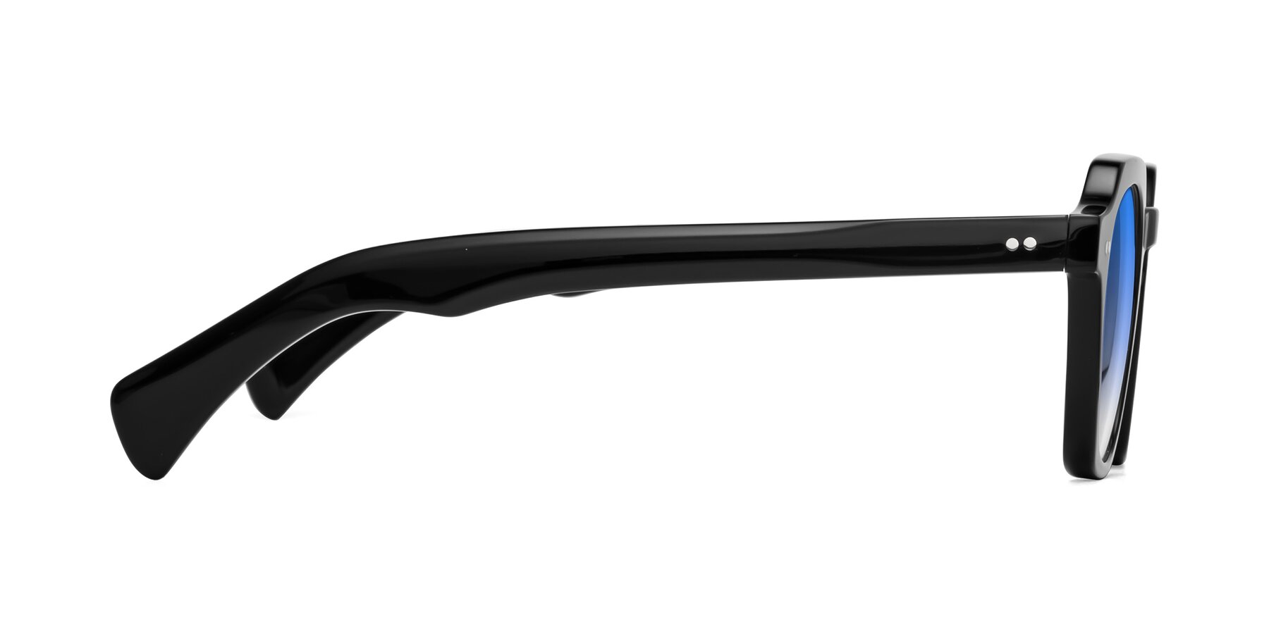 Side of Beckett in Black with Blue Gradient Lenses
