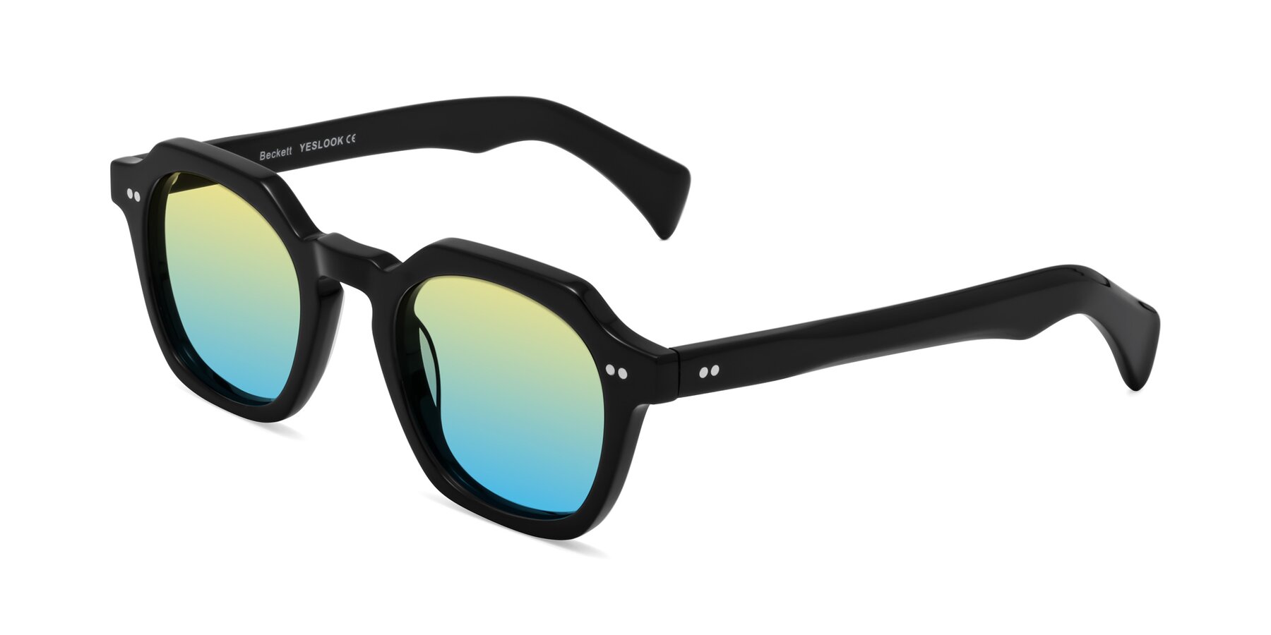 Angle of Beckett in Black with Yellow / Blue Gradient Lenses