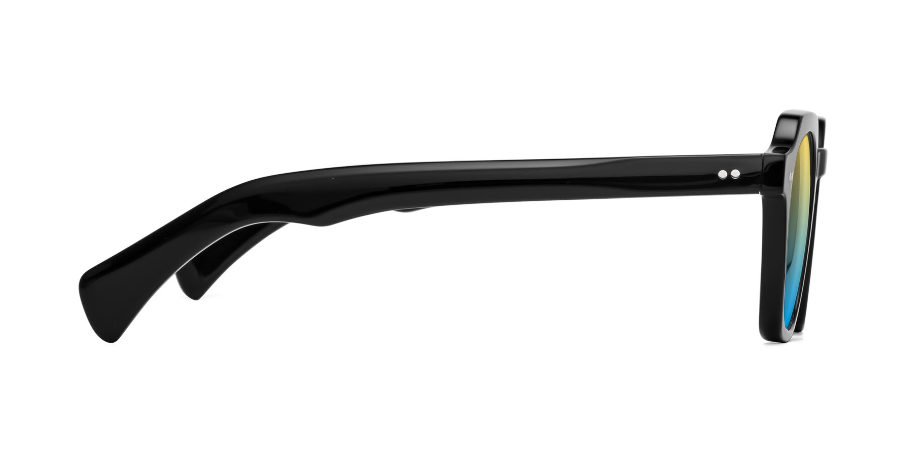 Side of Beckett in Black with Yellow / Blue Gradient Lenses