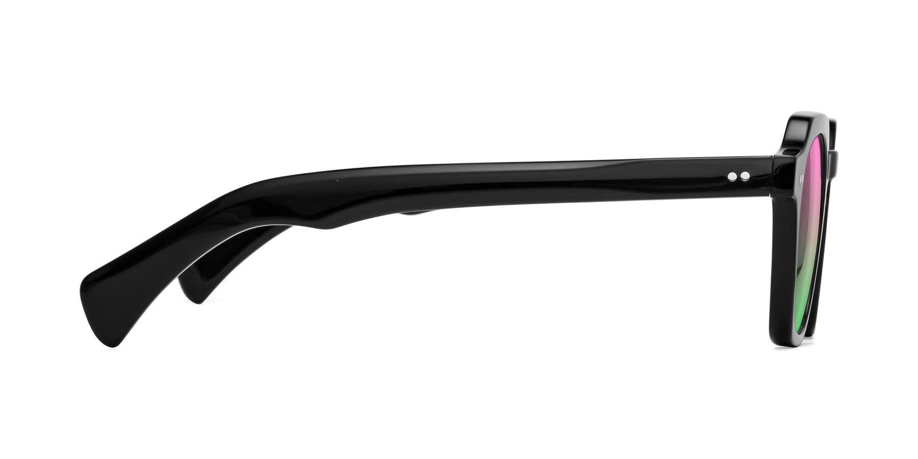 Side of Beckett in Black with Pink / Green Gradient Lenses