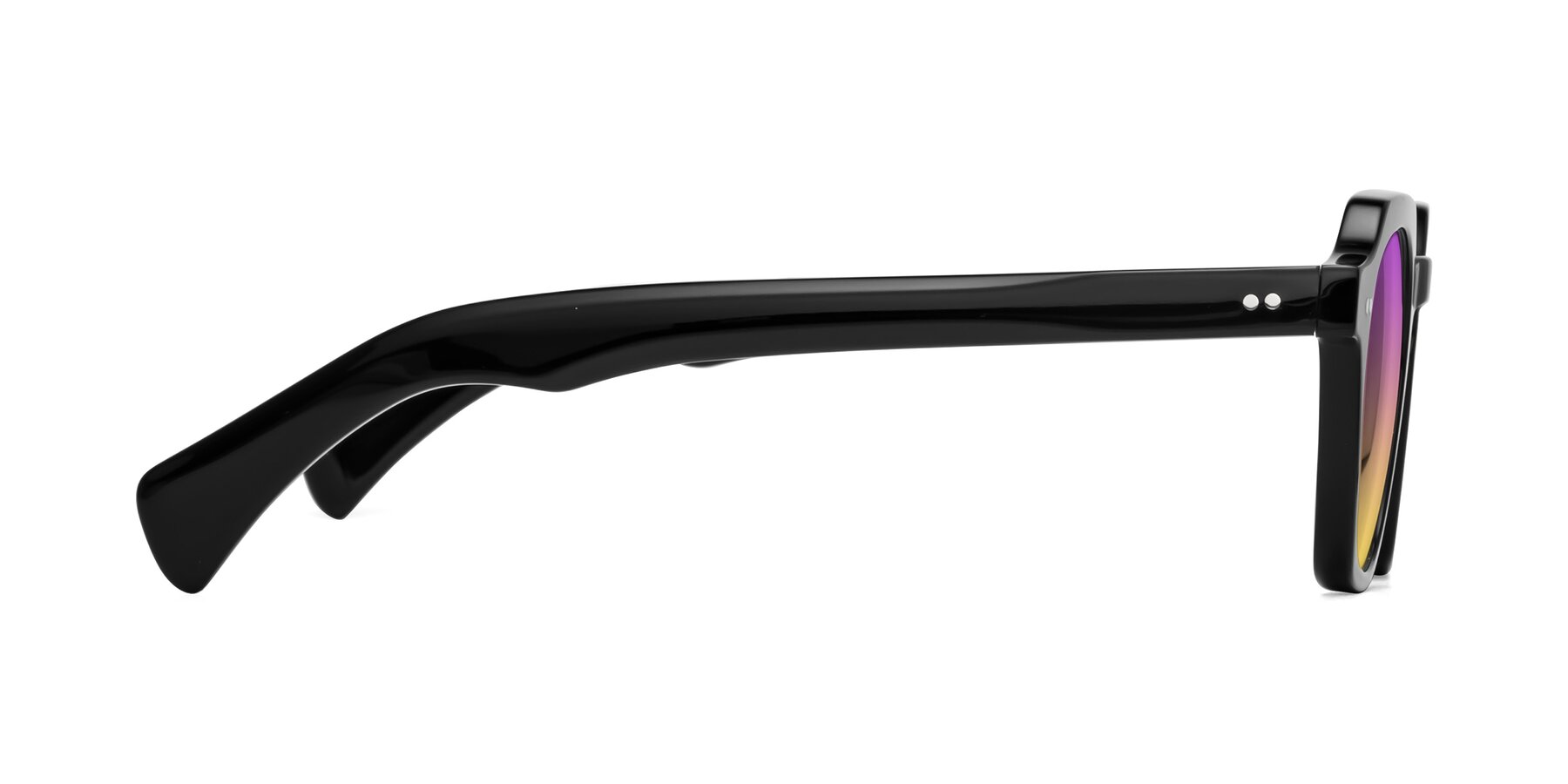 Side of Beckett in Black with Purple / Yellow Gradient Lenses