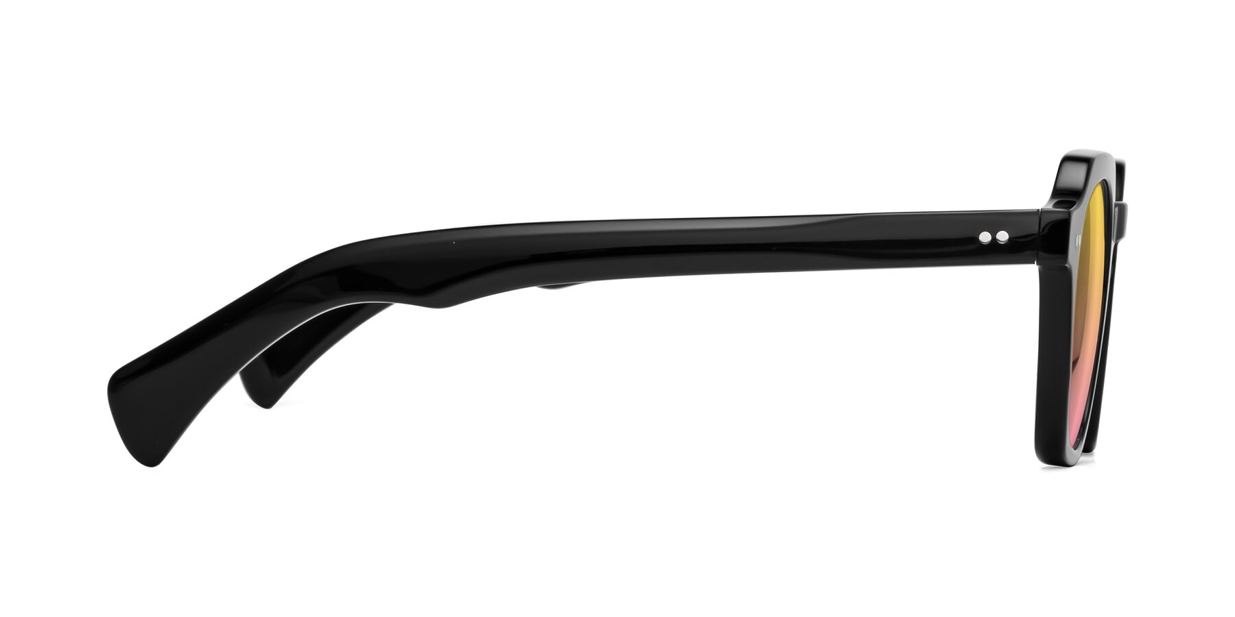 Side of Beckett in Black with Yellow / Pink Gradient Lenses