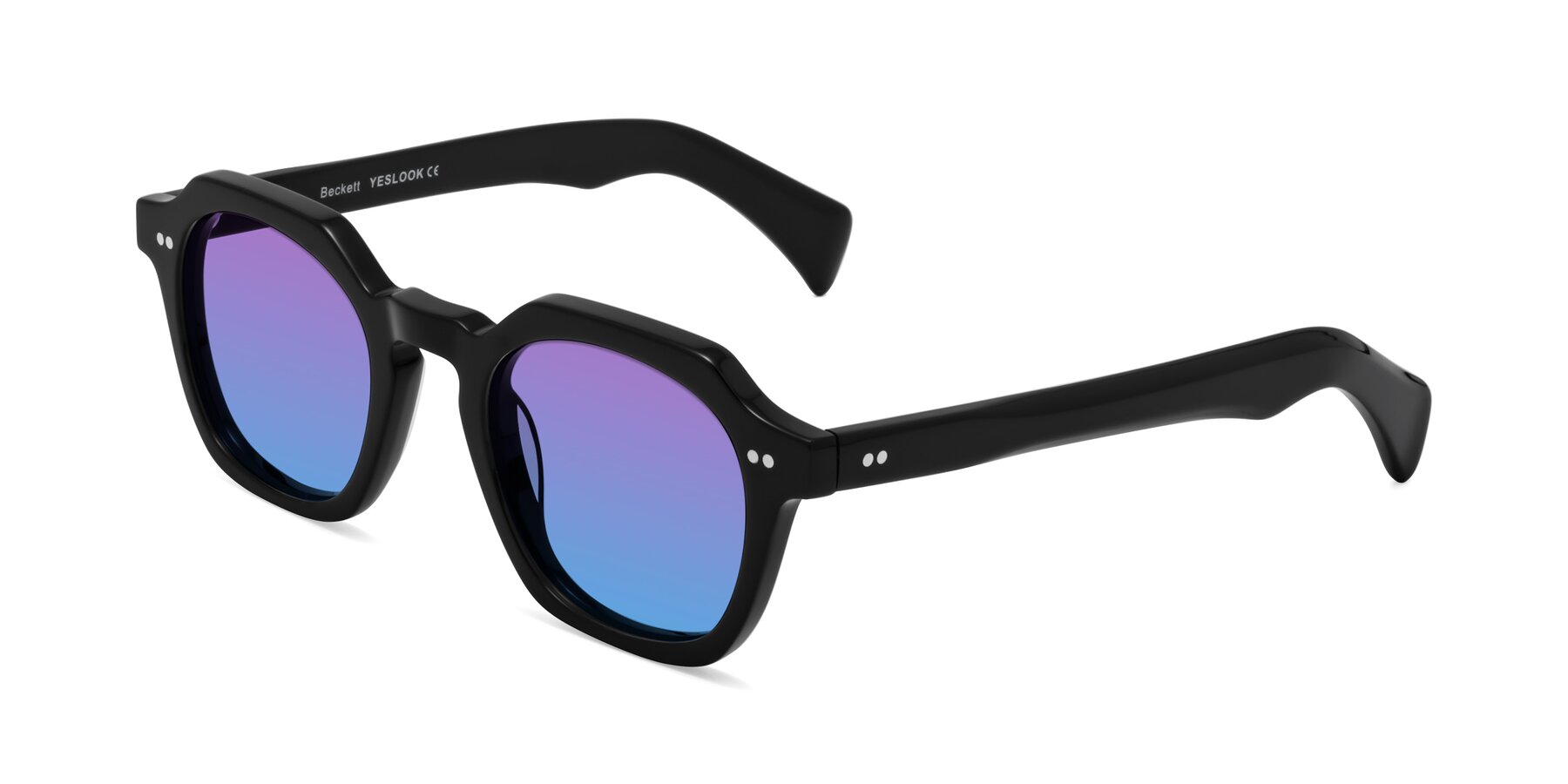 Angle of Beckett in Black with Purple / Blue Gradient Lenses