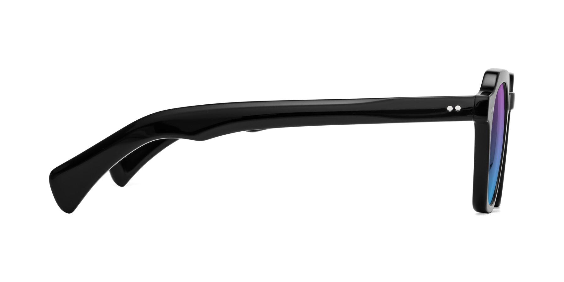 Side of Beckett in Black with Purple / Blue Gradient Lenses