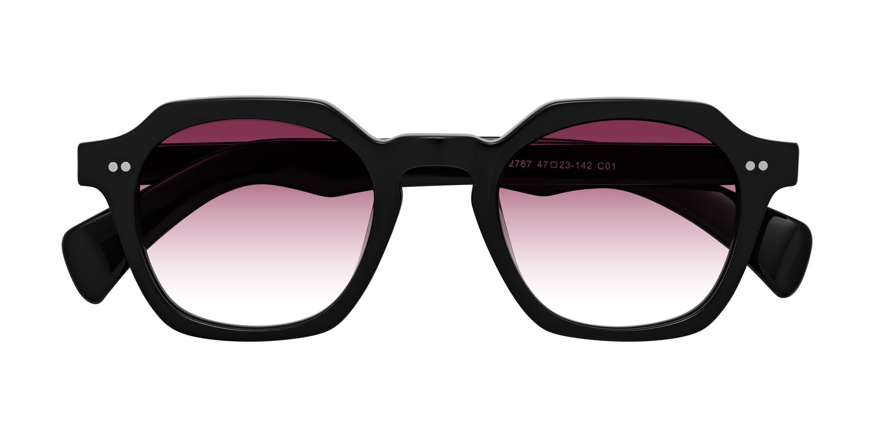 Folded Front of Beckett in Black with Wine Gradient Lenses