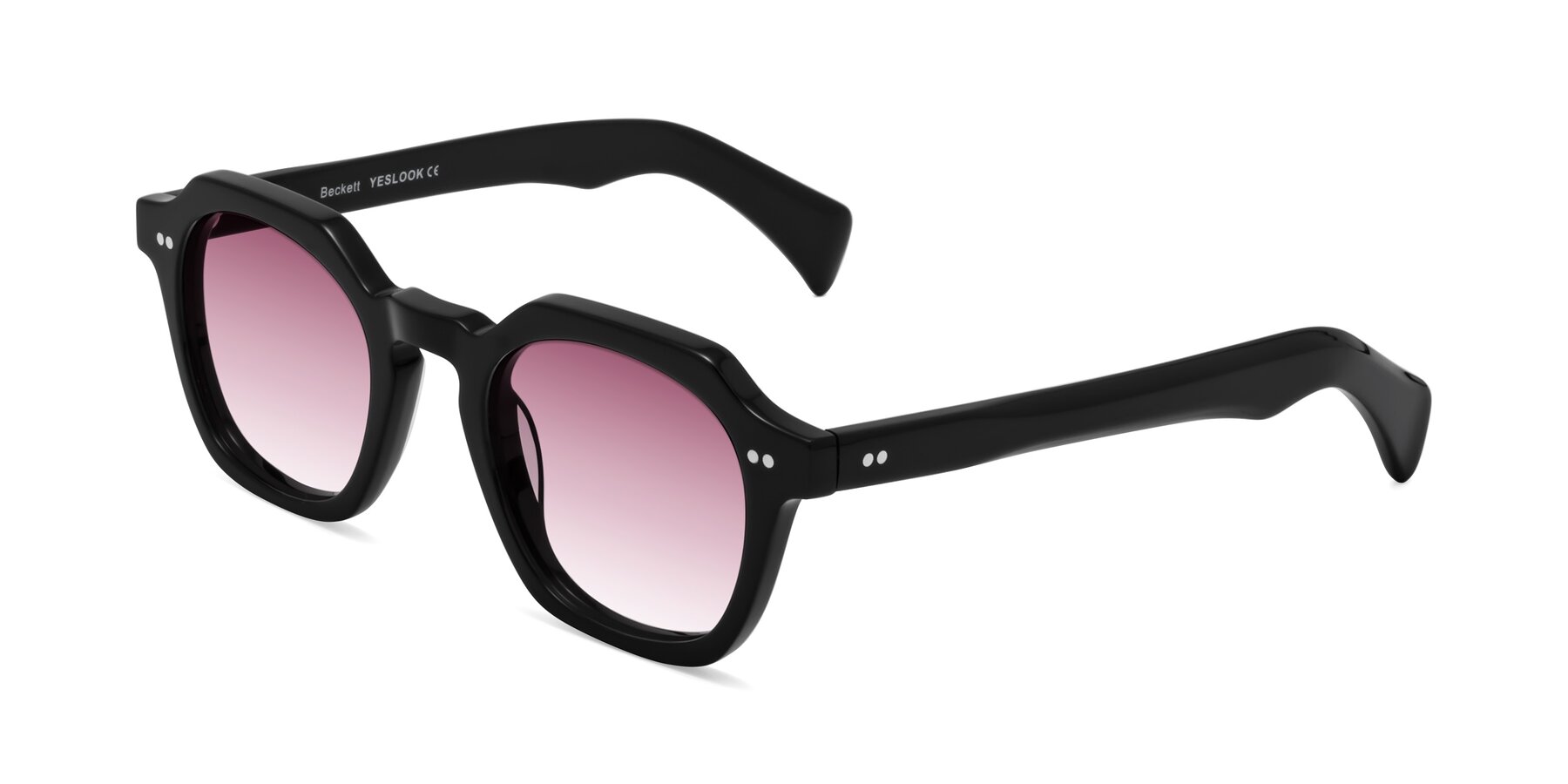 Angle of Beckett in Black with Wine Gradient Lenses