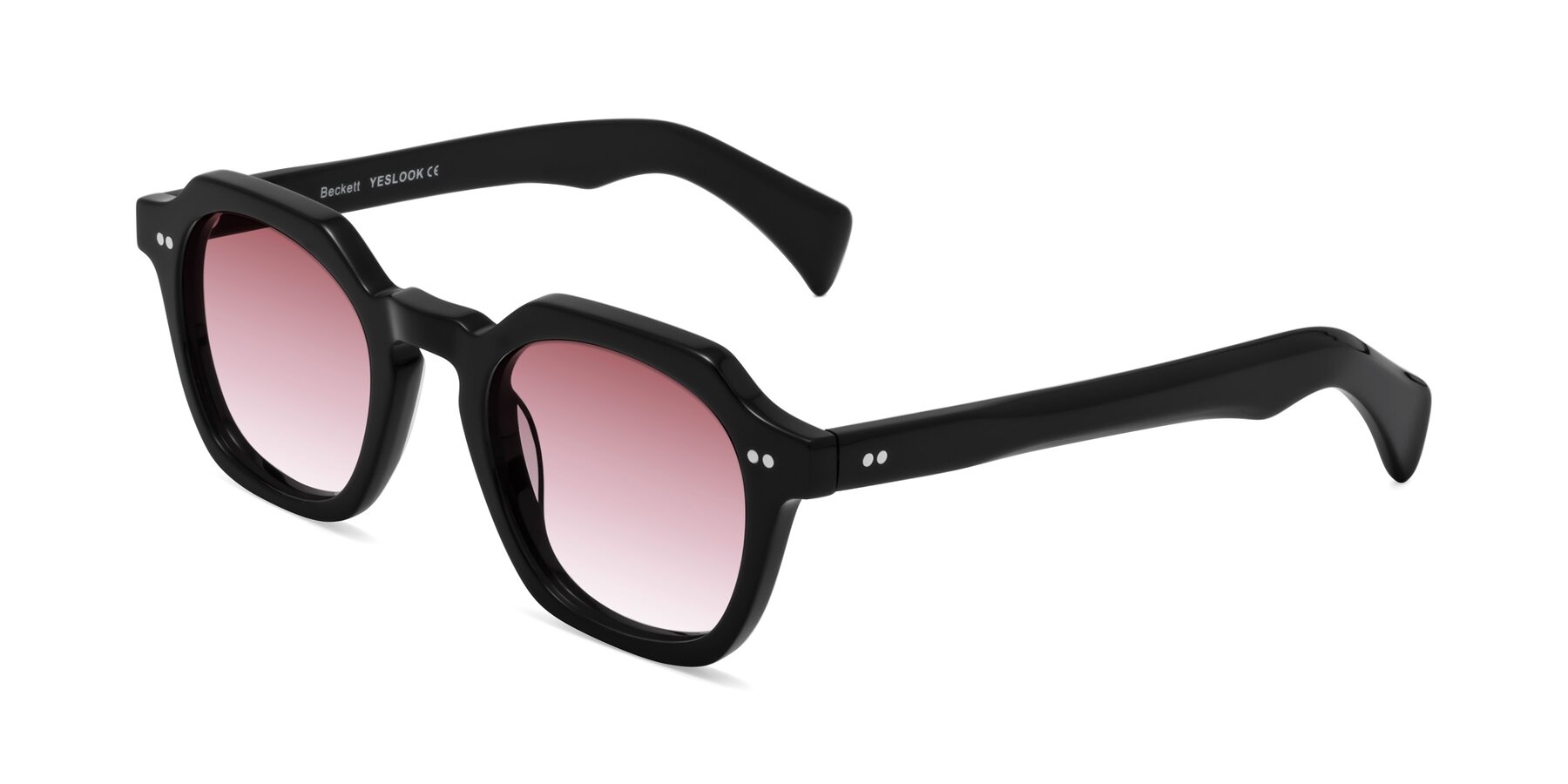 Angle of Beckett in Black with Garnet Gradient Lenses