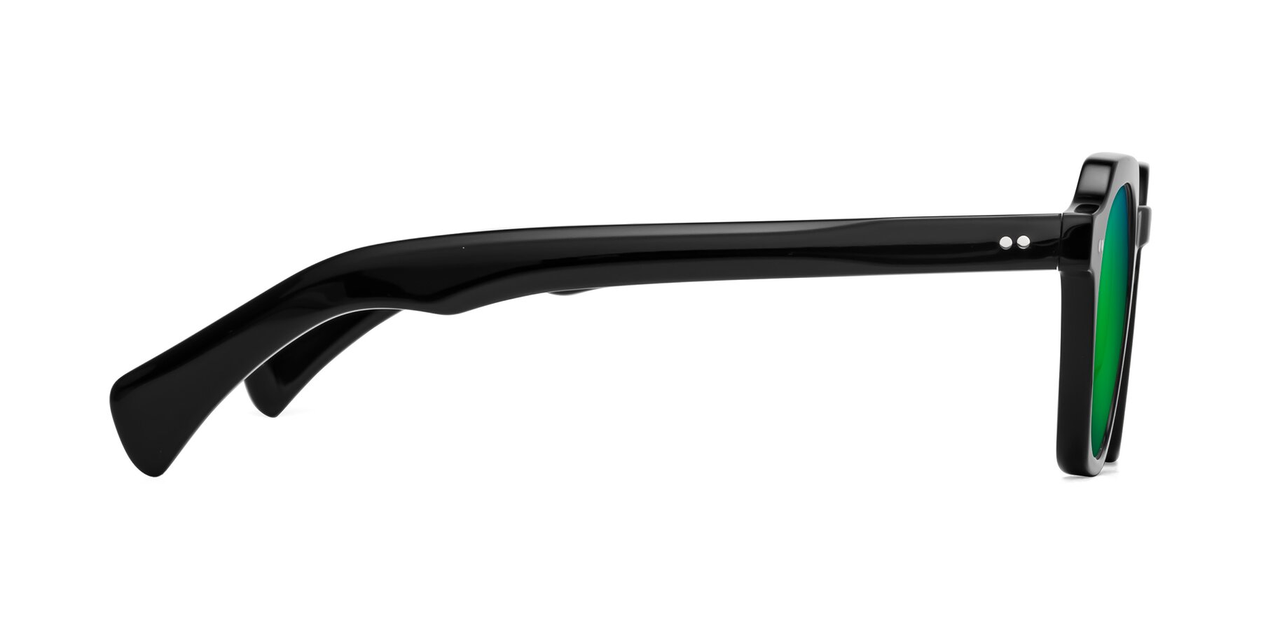 Side of Beckett in Black with Green Mirrored Lenses
