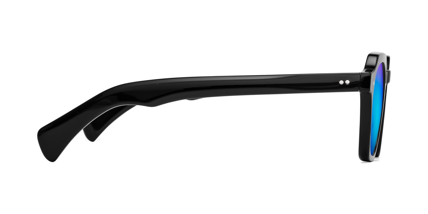 Side of Beckett in Black with Blue Mirrored Lenses
