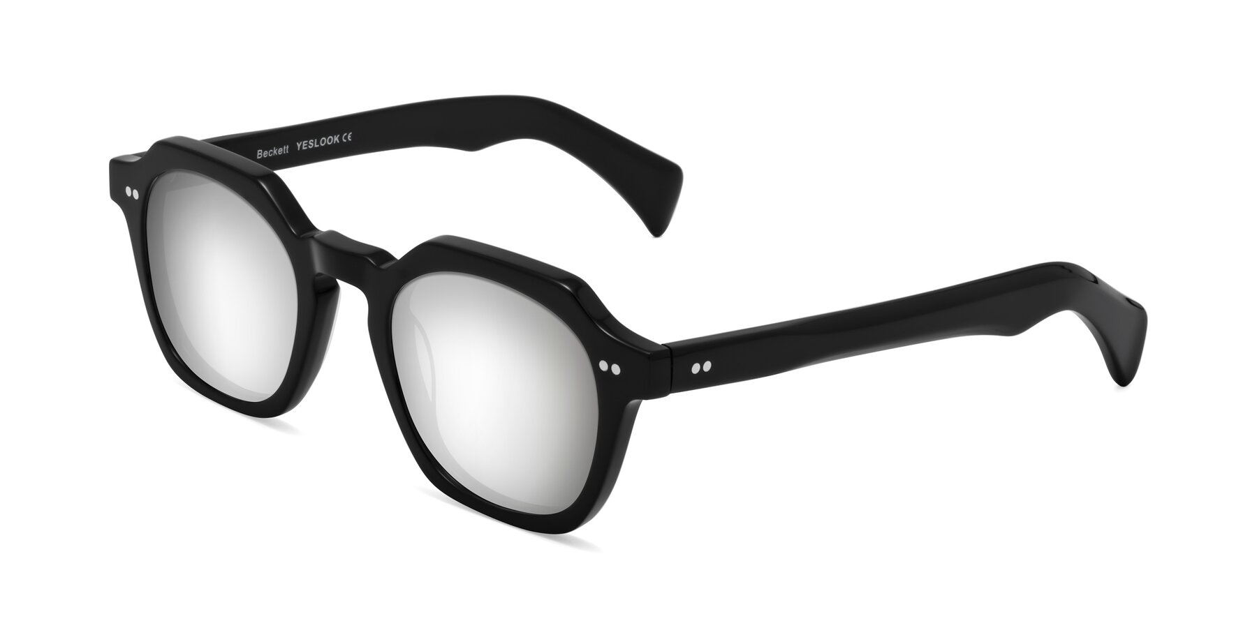 Angle of Beckett in Black with Silver Mirrored Lenses