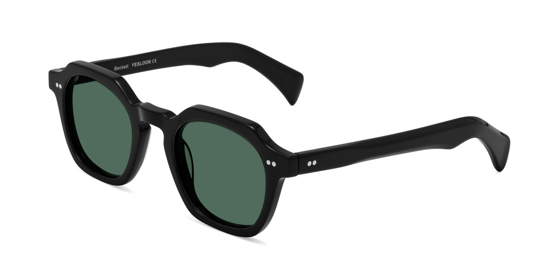 Angle of Beckett in Black with Green Polarized Lenses