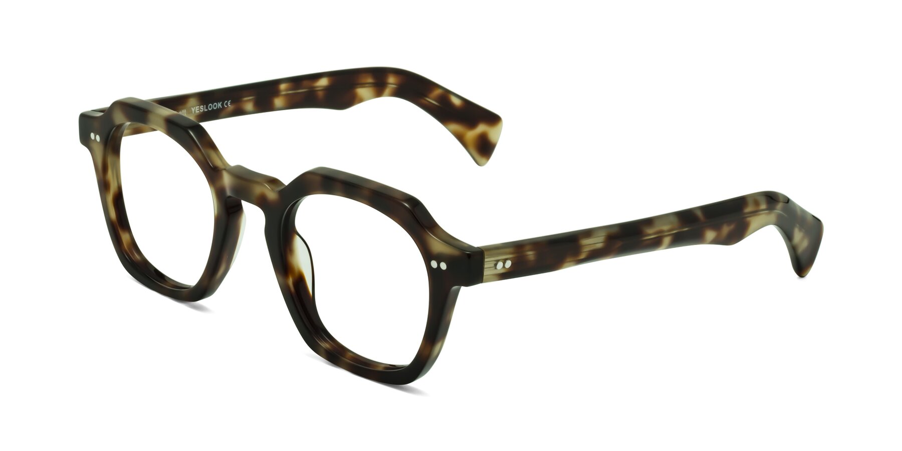 Angle of Beckett in Olive Tortoise with Clear Eyeglass Lenses