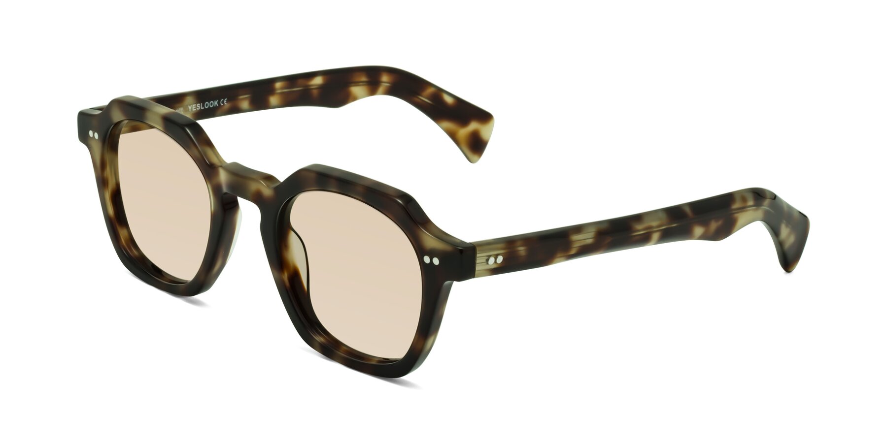 Angle of Beckett in Olive Tortoise with Light Brown Tinted Lenses