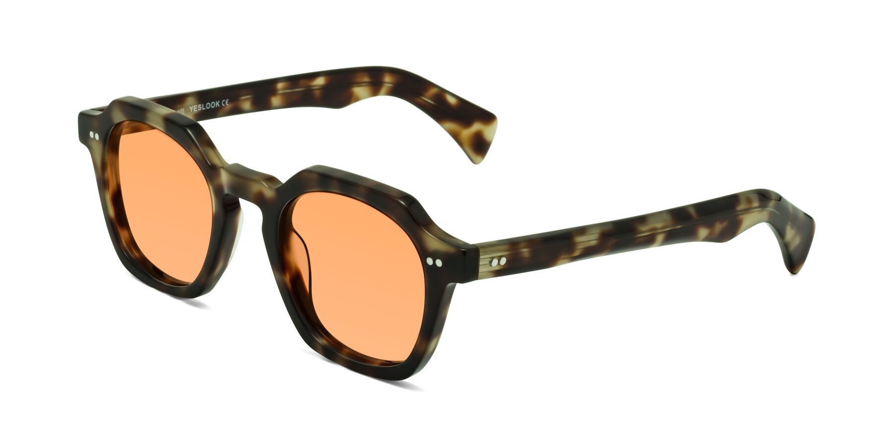 Angle of Beckett in Olive Tortoise with Medium Orange Tinted Lenses