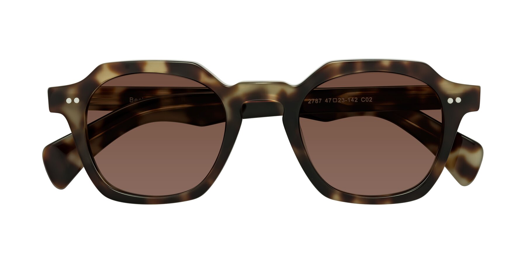 Folded Front of Beckett in Olive Tortoise with Brown Tinted Lenses