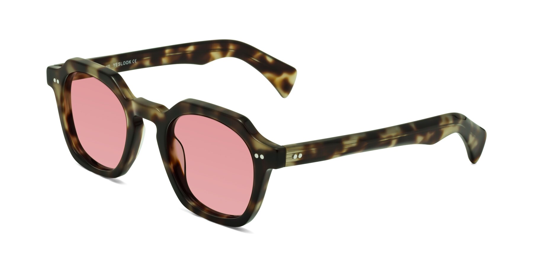 Angle of Beckett in Olive Tortoise with Medium Garnet Tinted Lenses