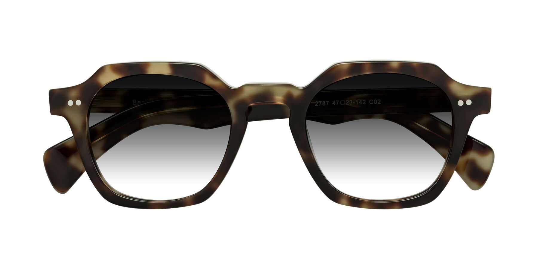 Folded Front of Beckett in Olive Tortoise with Gray Gradient Lenses