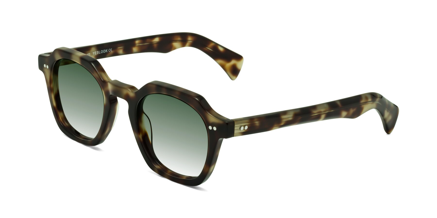 Angle of Beckett in Olive Tortoise with Green Gradient Lenses