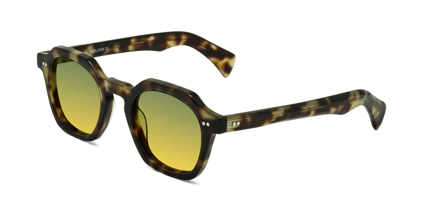 Angle of Beckett in Olive Tortoise with Green / Yellow Gradient Lenses