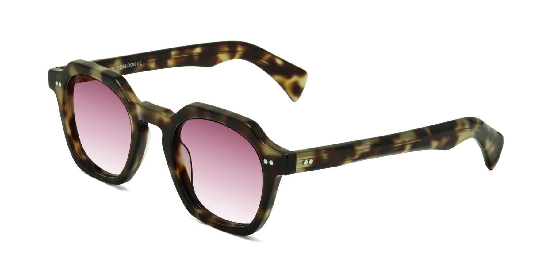 Angle of Beckett in Olive Tortoise with Wine Gradient Lenses