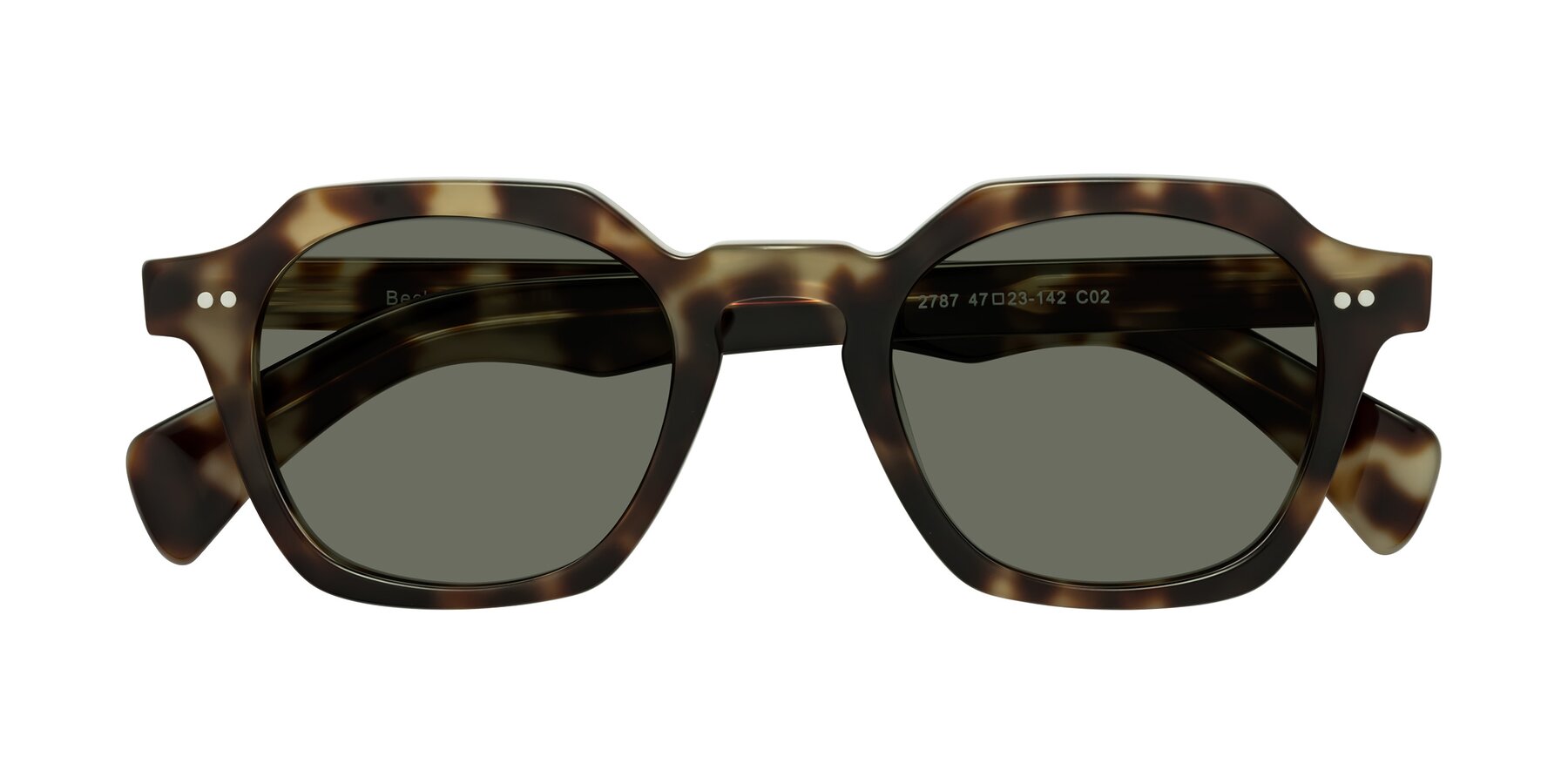 Folded Front of Beckett in Olive Tortoise with Gray Polarized Lenses