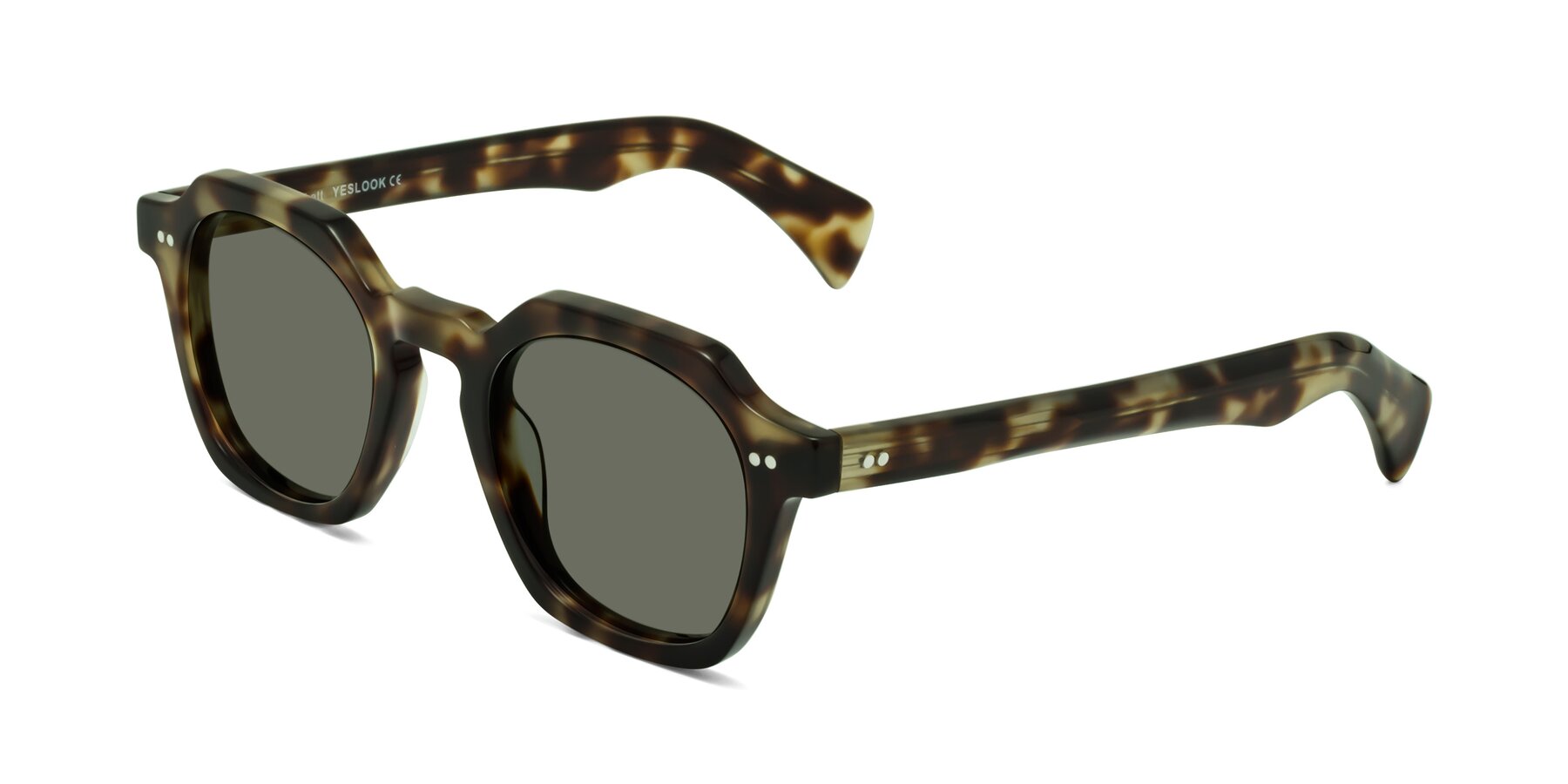 Angle of Beckett in Olive Tortoise with Gray Polarized Lenses