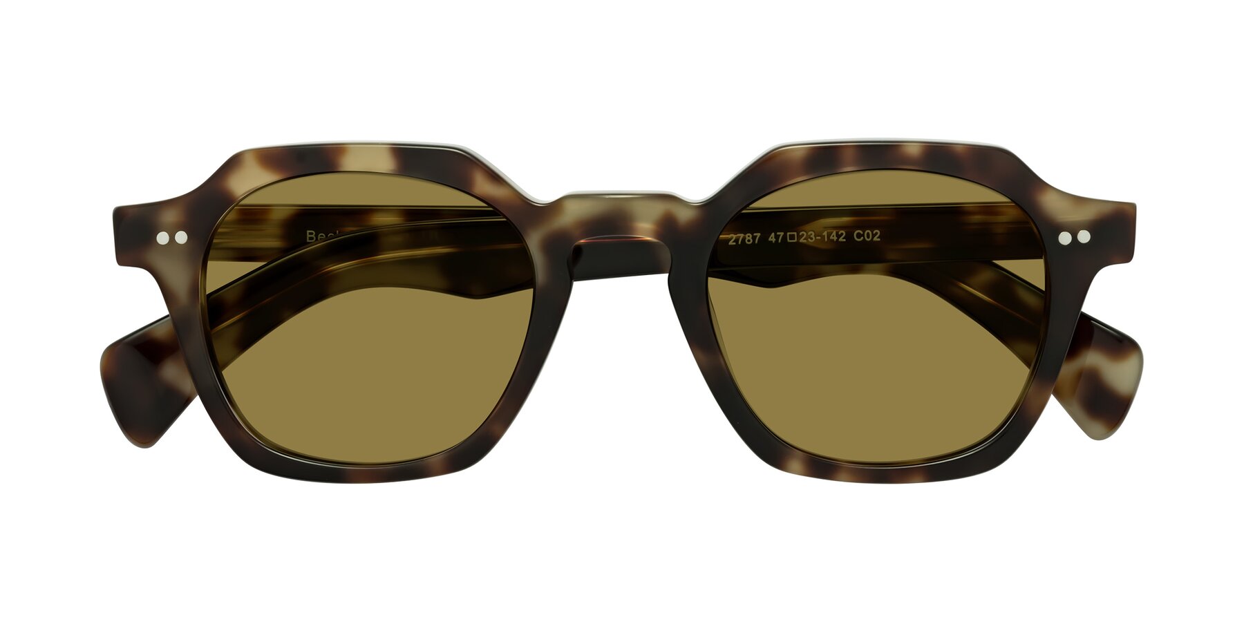 Folded Front of Beckett in Olive Tortoise with Brown Polarized Lenses