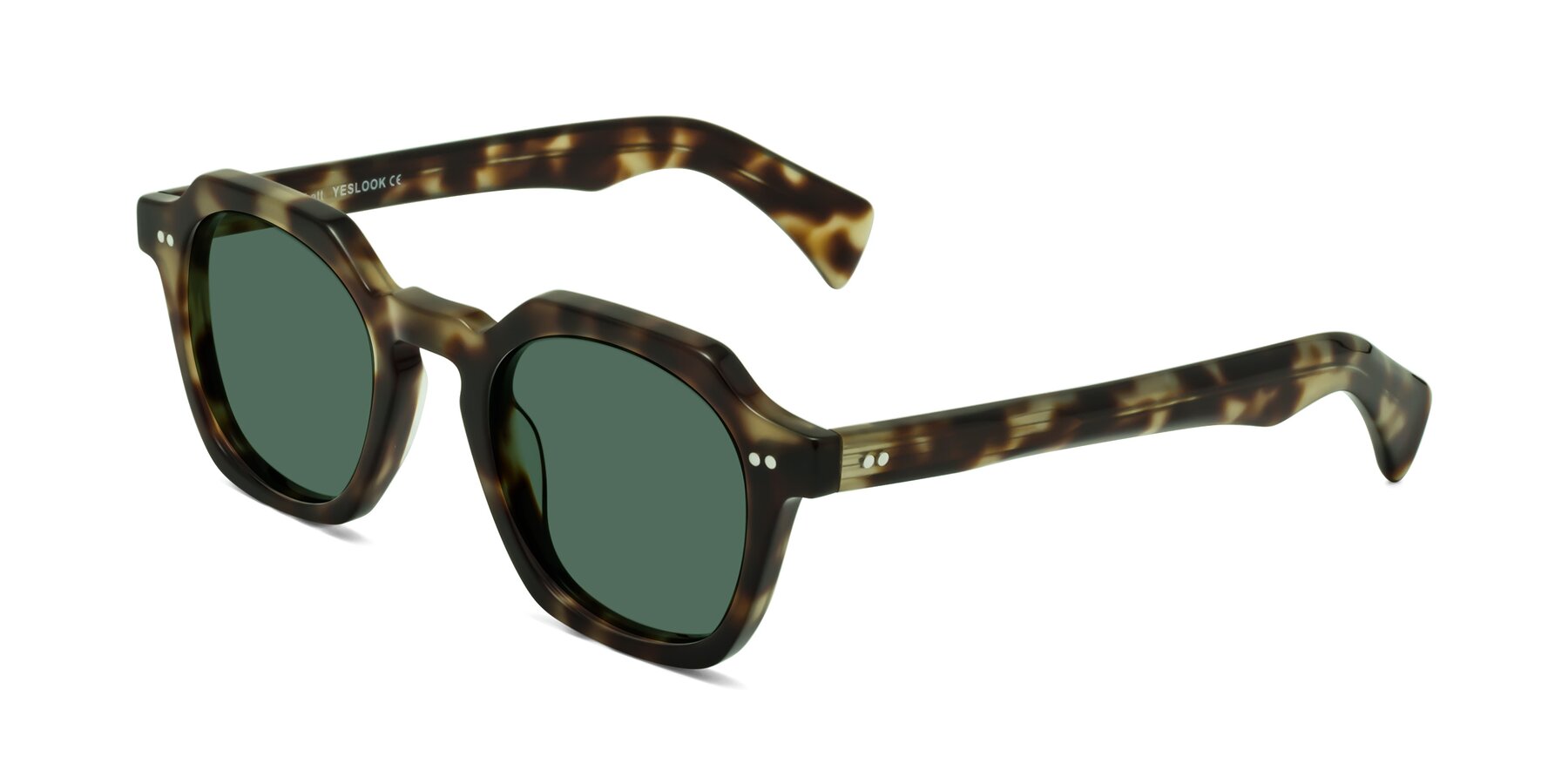 Angle of Beckett in Olive Tortoise with Green Polarized Lenses