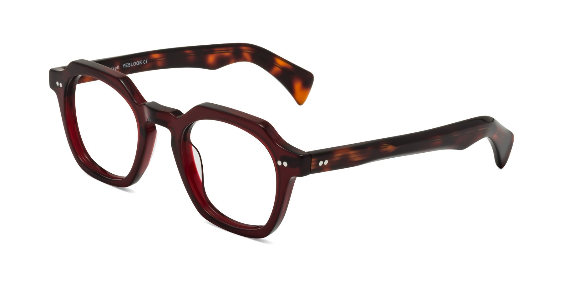 Angle of Beckett in Wine/Tortoise with Clear Blue Light Blocking Lenses