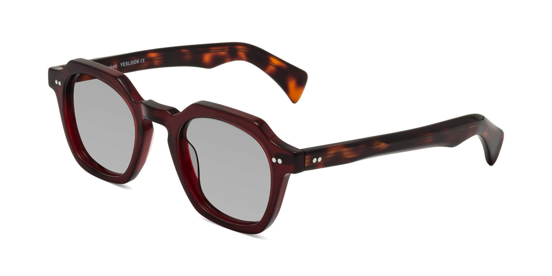 Angle of Beckett in Wine/Tortoise with Light Gray Tinted Lenses