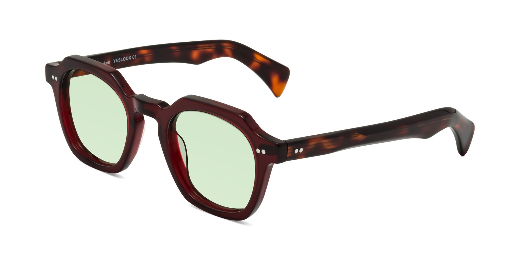 Angle of Beckett in Wine/Tortoise with Light Green Tinted Lenses