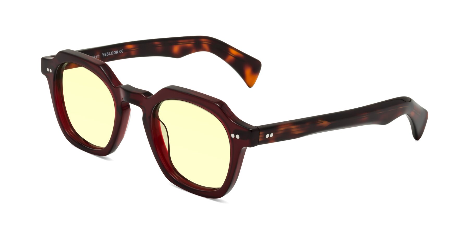 Angle of Beckett in Wine/Tortoise with Light Yellow Tinted Lenses