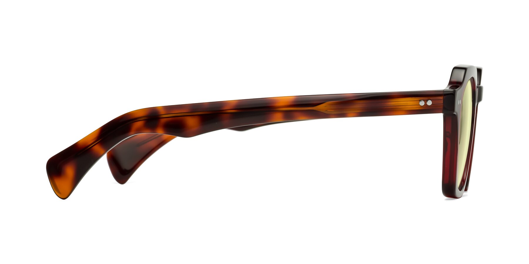 Side of Beckett in Wine/Tortoise with Light Yellow Tinted Lenses