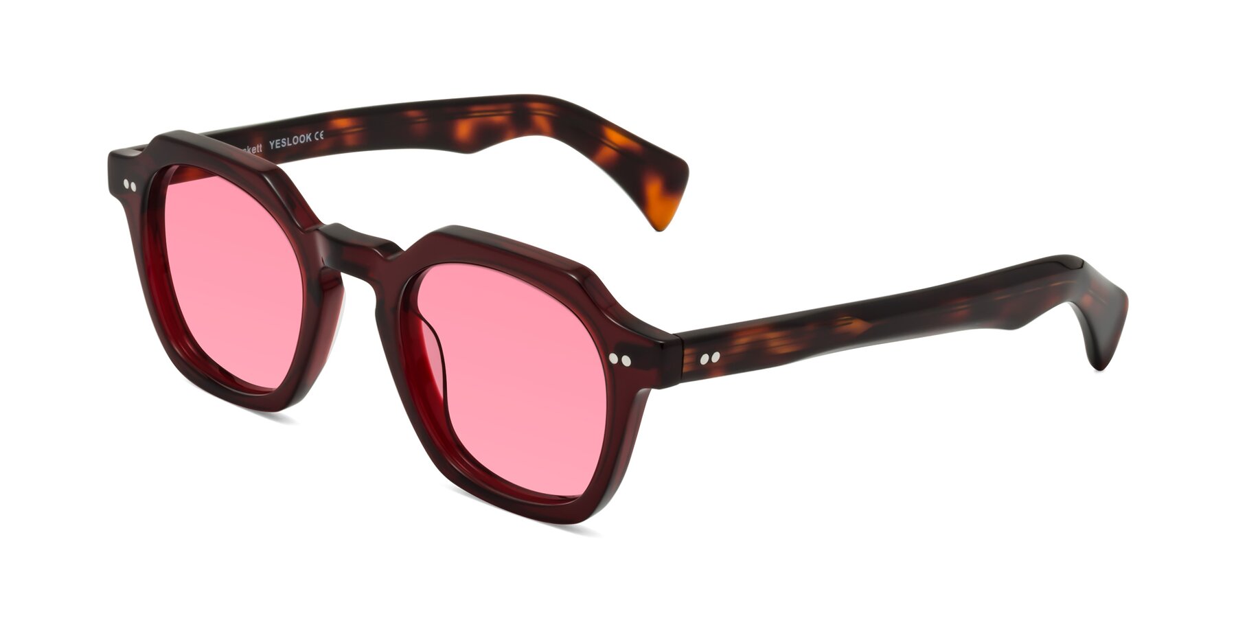 Angle of Beckett in Wine/Tortoise with Pink Tinted Lenses