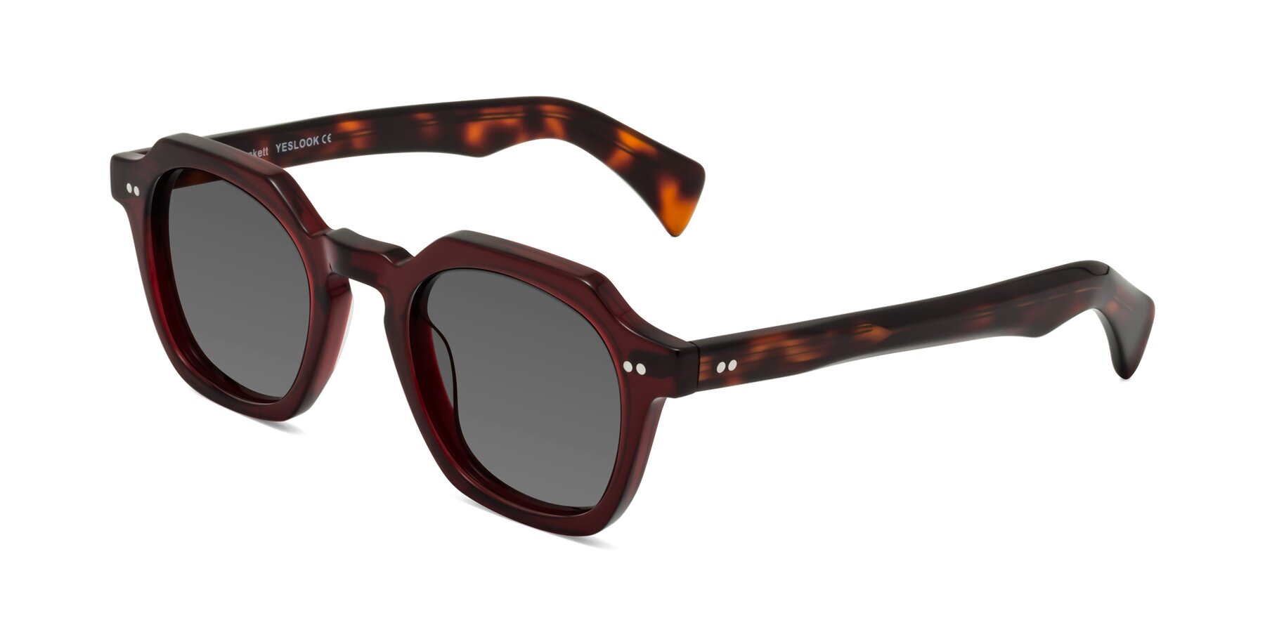 Angle of Beckett in Wine/Tortoise with Medium Gray Tinted Lenses