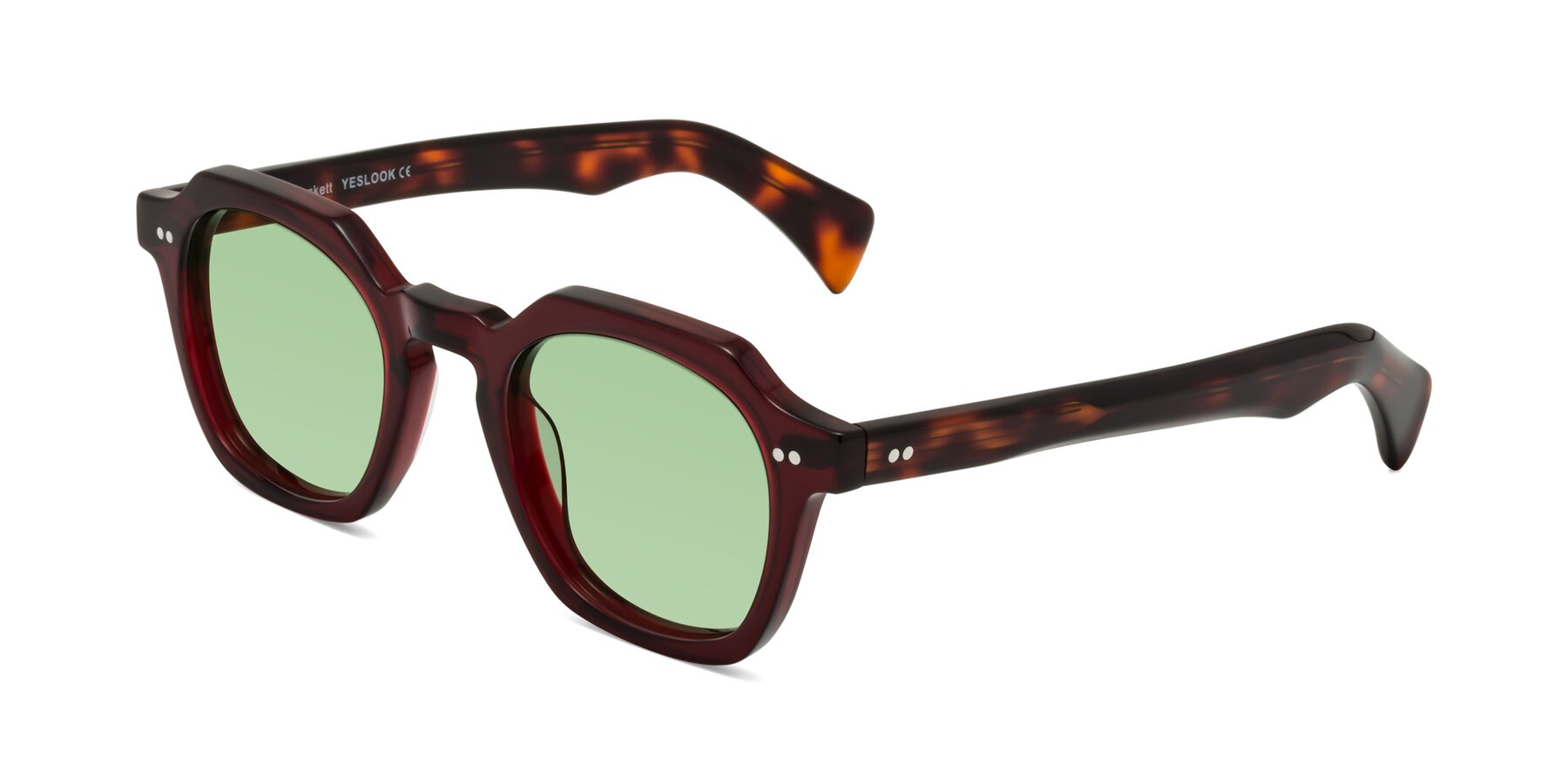 Angle of Beckett in Wine/Tortoise with Medium Green Tinted Lenses