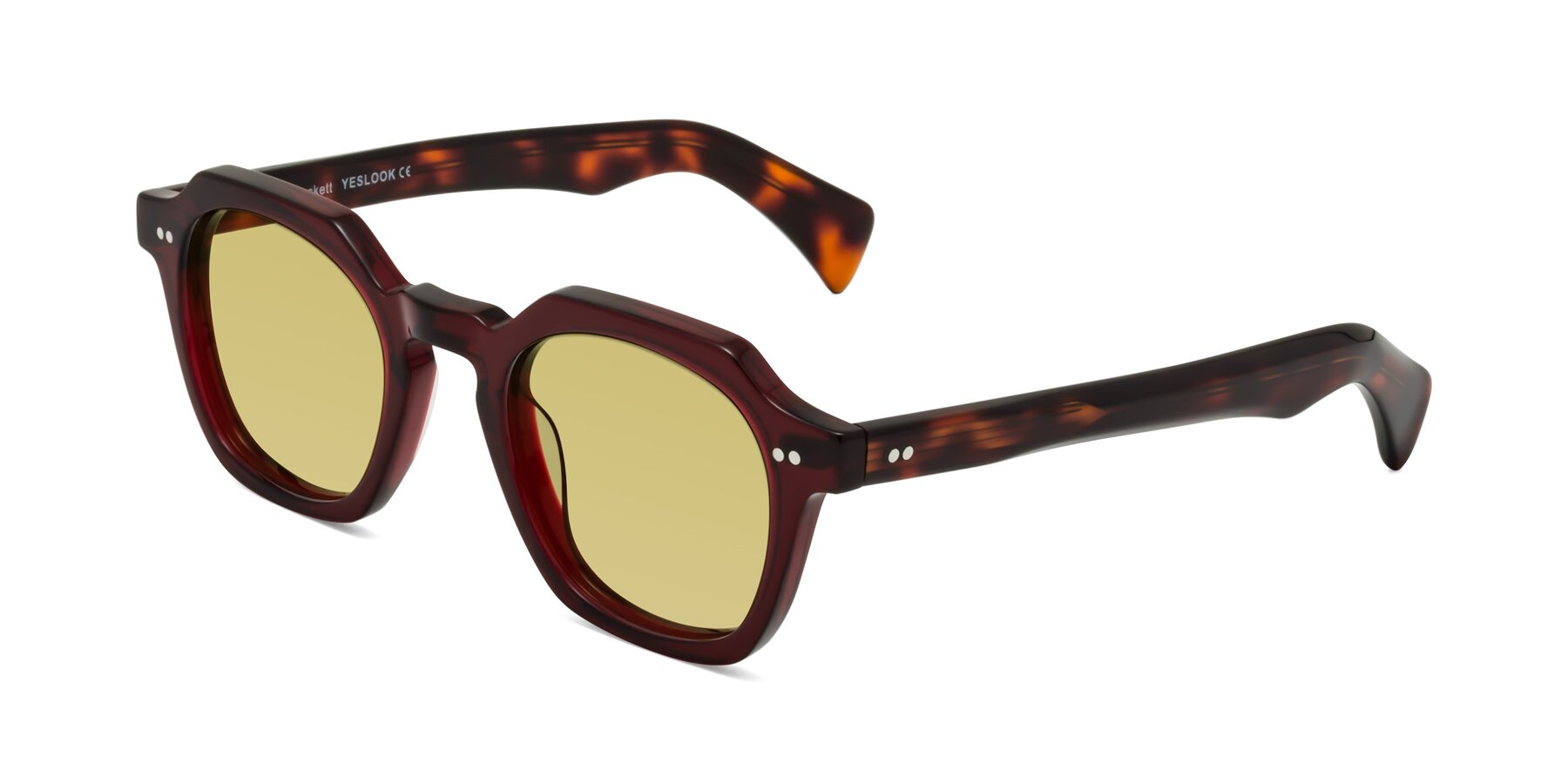 Angle of Beckett in Wine/Tortoise with Medium Champagne Tinted Lenses