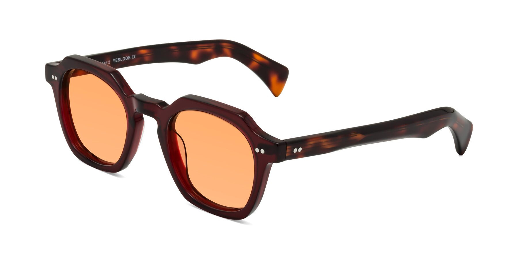 Angle of Beckett in Wine/Tortoise with Medium Orange Tinted Lenses