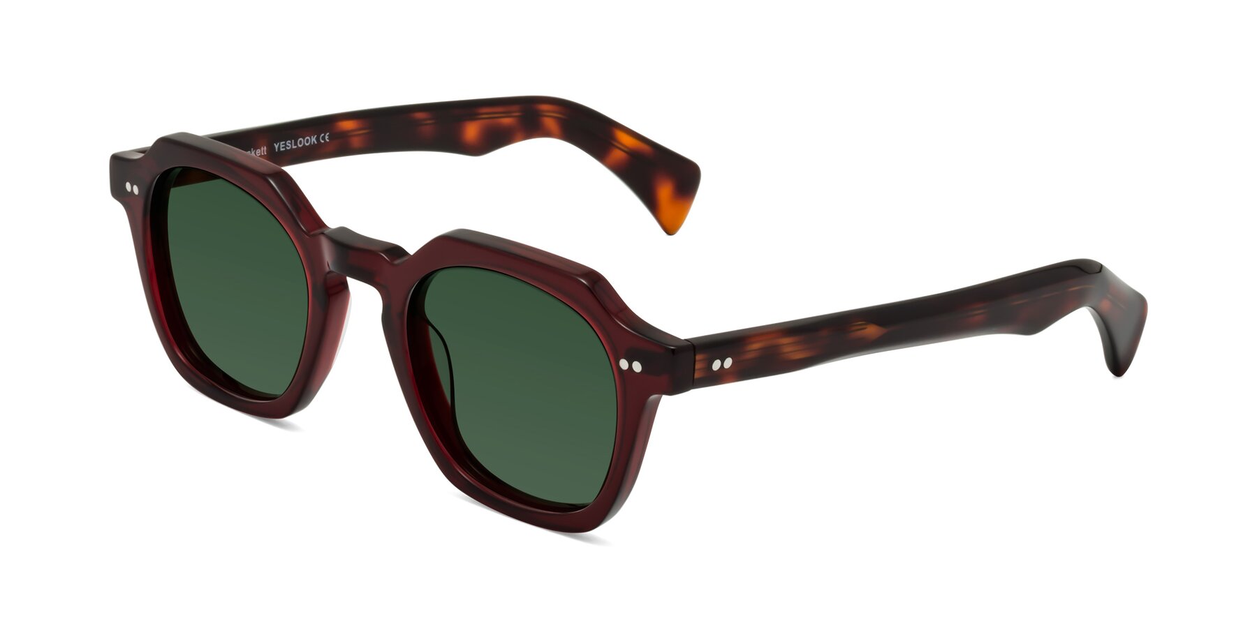 Angle of Beckett in Wine/Tortoise with Green Tinted Lenses