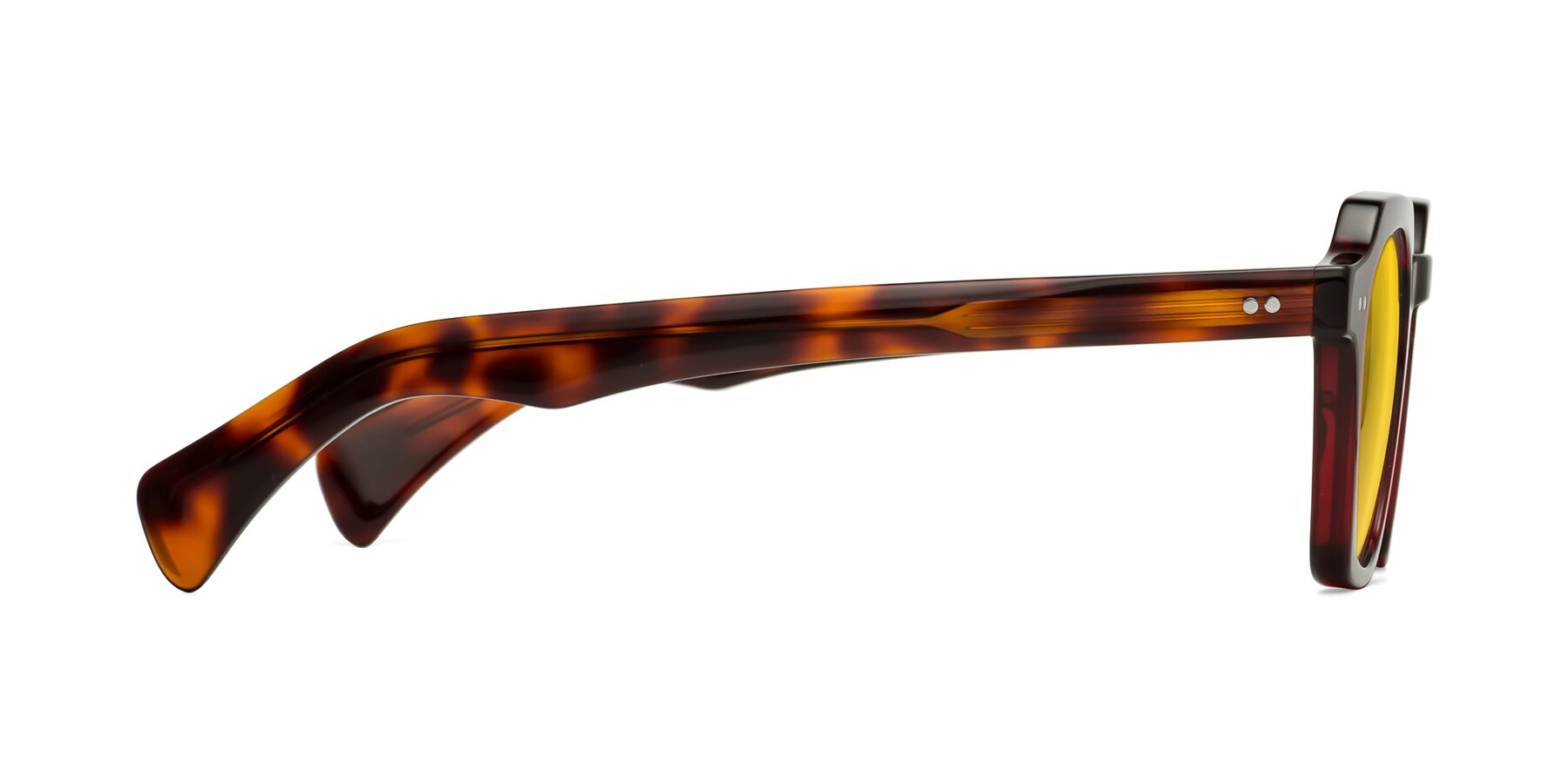 Side of Beckett in Wine/Tortoise with Yellow Tinted Lenses