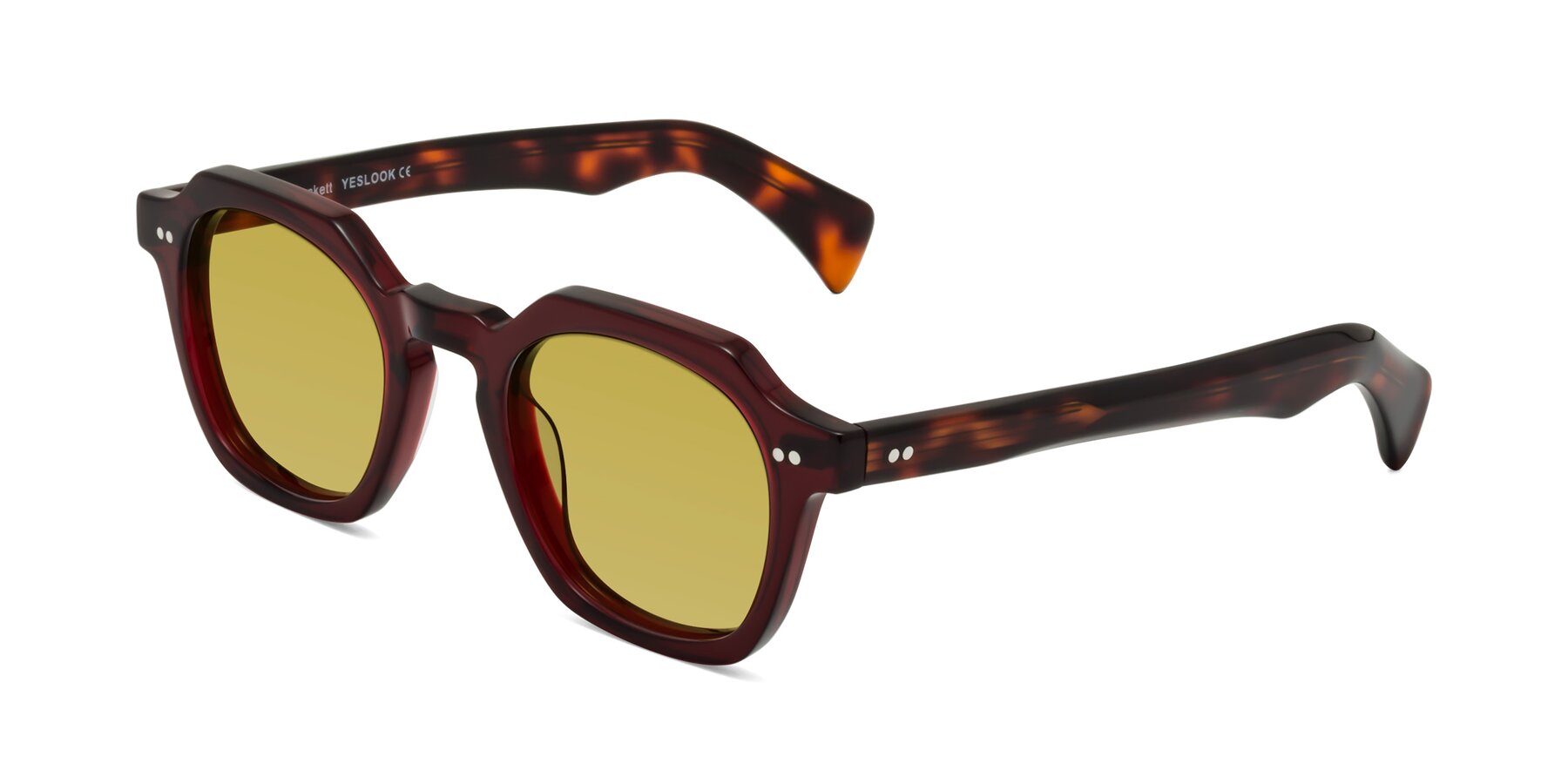 Angle of Beckett in Wine/Tortoise with Champagne Tinted Lenses