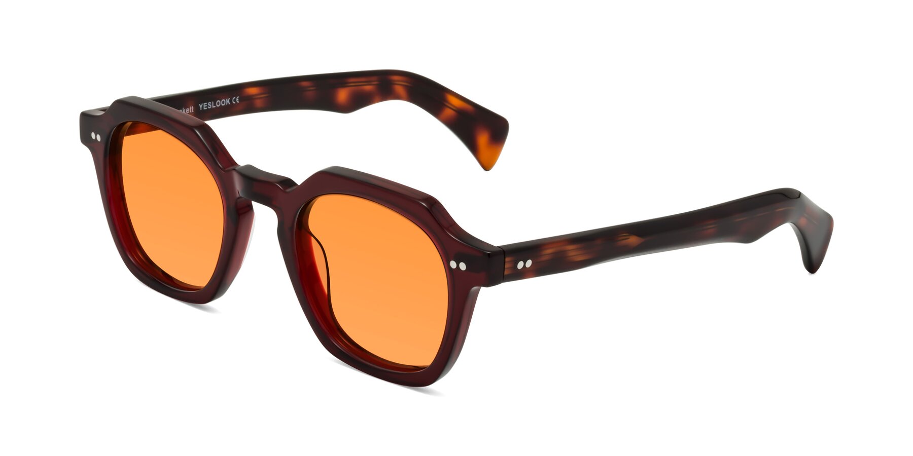 Angle of Beckett in Wine/Tortoise with Orange Tinted Lenses