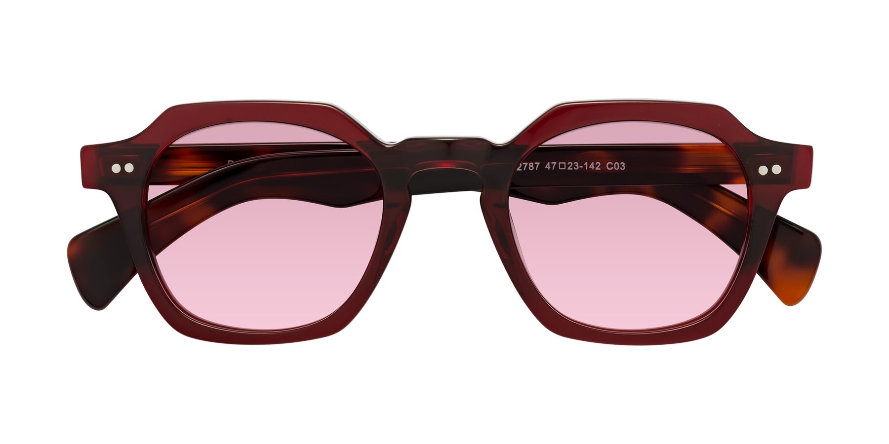 Folded Front of Beckett in Wine/Tortoise with Light Wine Tinted Lenses