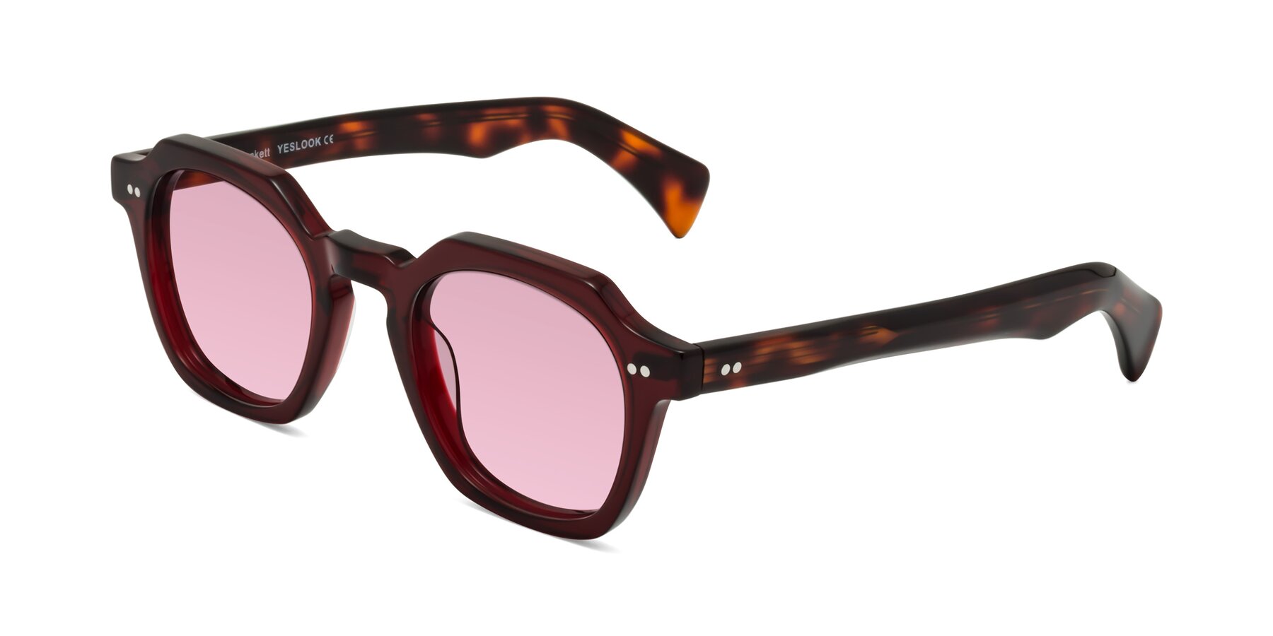 Angle of Beckett in Wine/Tortoise with Light Wine Tinted Lenses