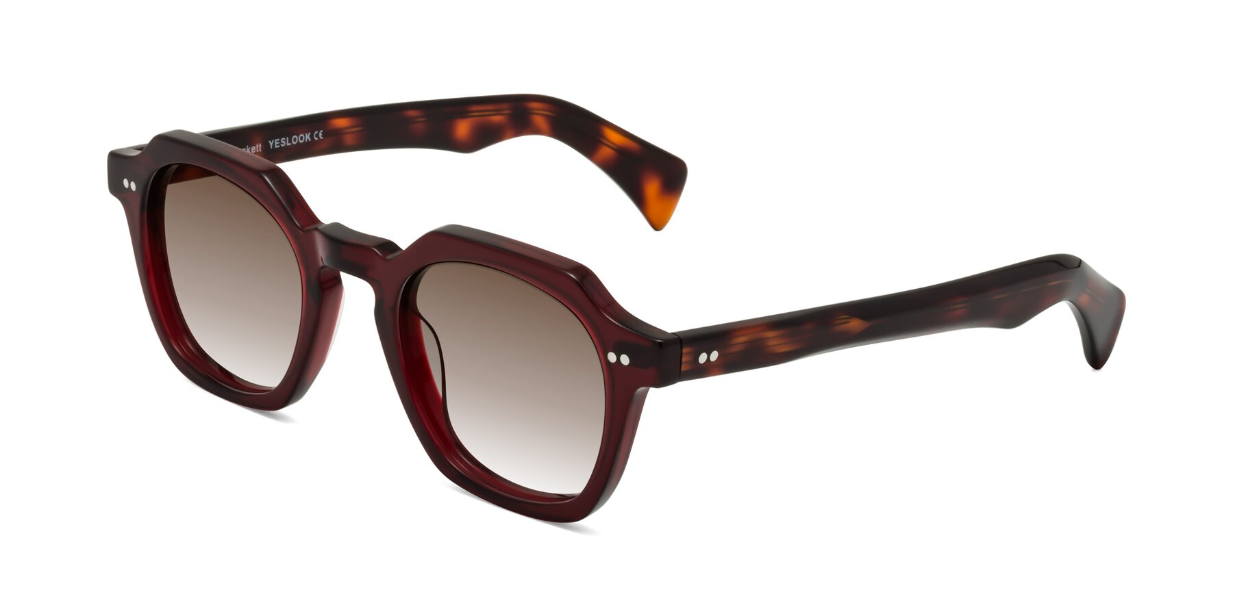 Angle of Beckett in Wine/Tortoise with Brown Gradient Lenses