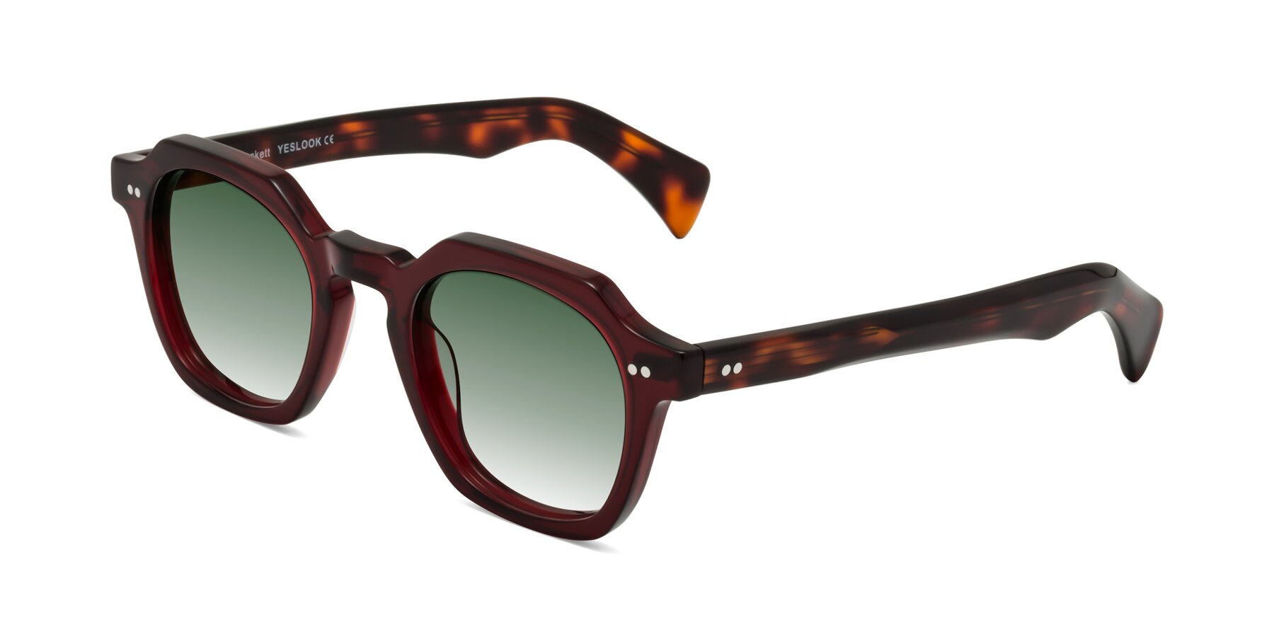Angle of Beckett in Wine/Tortoise with Green Gradient Lenses